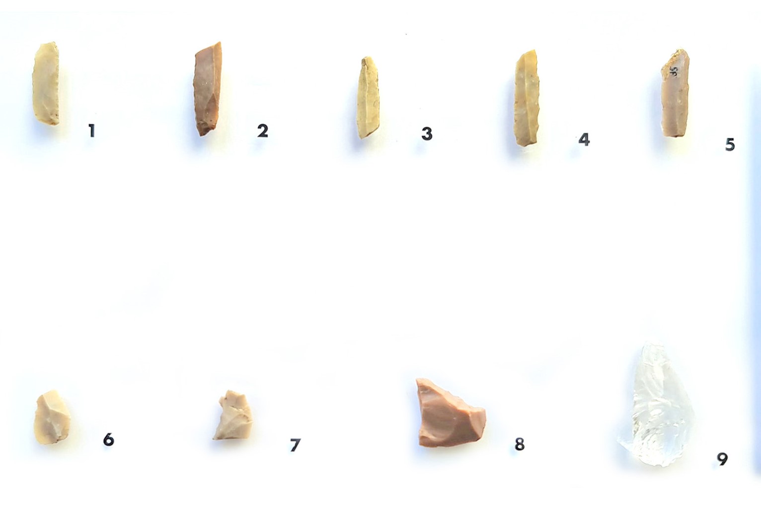 Mikrolithen aus Silex und eine Bergkristall (Nr. 9)