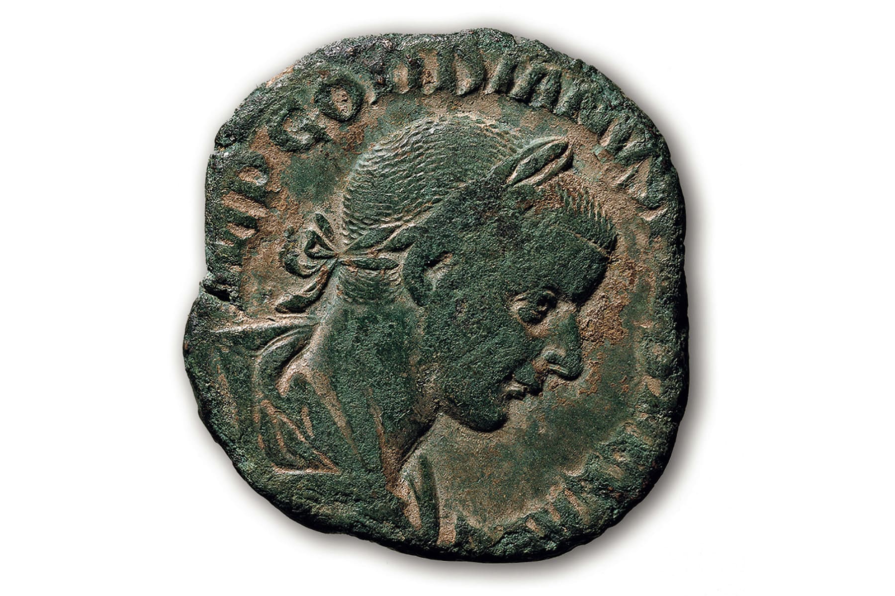 Sesterz mit einem Porträt Gordianus III., Kaiser von Rom, 238–244 n. Chr.,