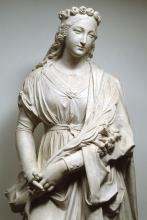 Gipsskulptur der hl. Philomena mit Märtyrerpalme am linken Arm