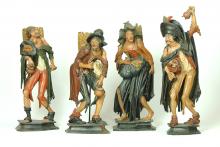 Vier Grödner Bettlerfiguren, Herkunft vom Schloss Gandlegg (Südtirol), frühes 19. Jh.