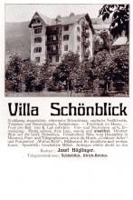 Werbeblatt der Villa Schönblick, vor 1914